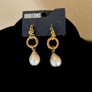 Gold and Cream Drop Earrings
